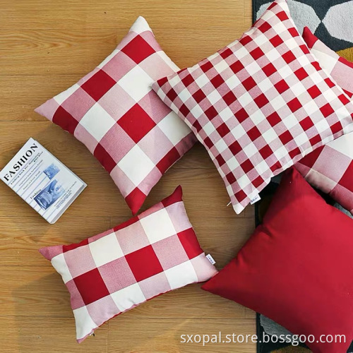 Kissen mit roten und weißen Plaids Musterkissen